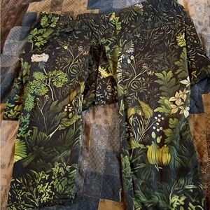 Floral Green Botanical Print Leggings